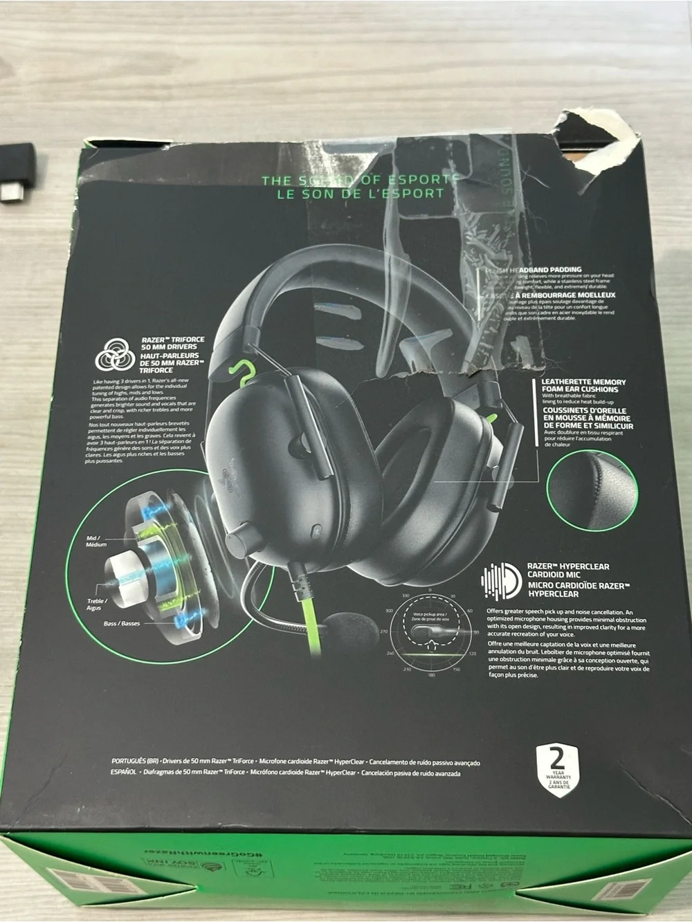 Razer BlackShark V2 X Wired Gaming Headset 3.5mm Black/Green w/ Box NIB